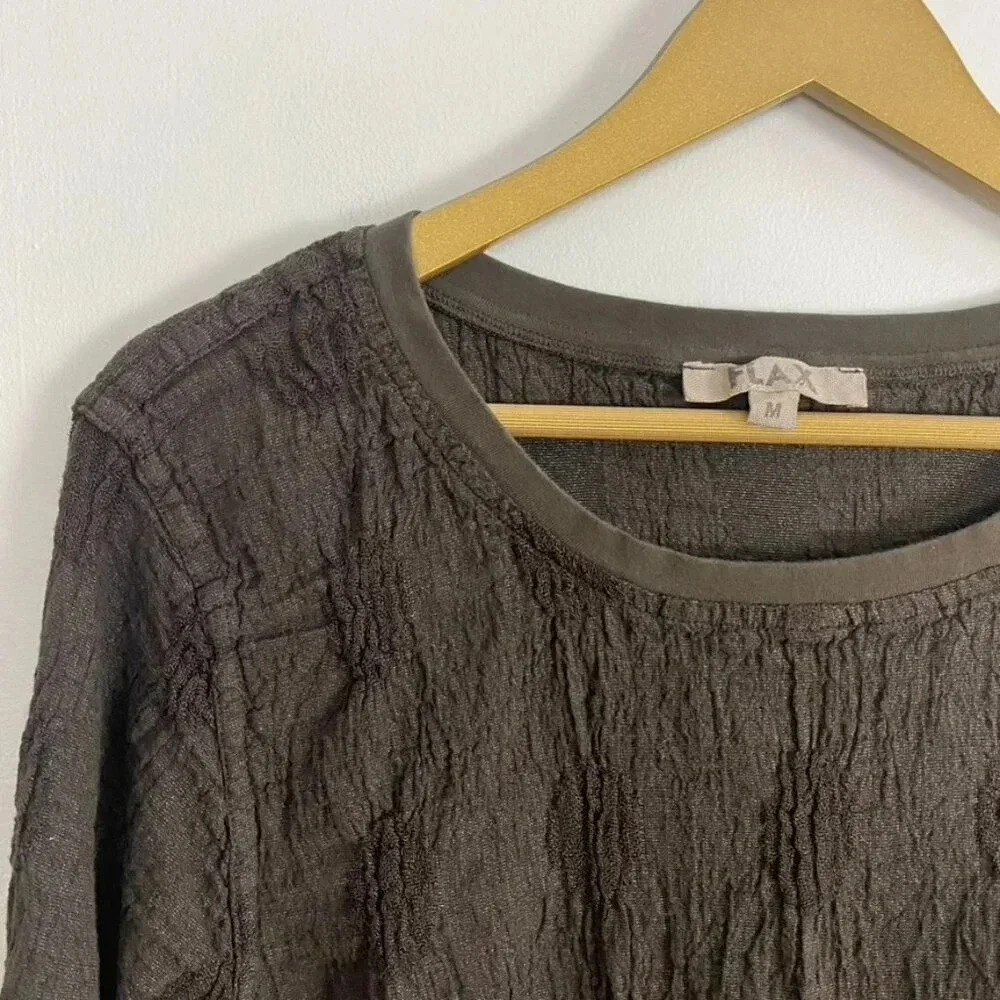 Flax Brown Crinkle Linen Top - Picture 4 of 11